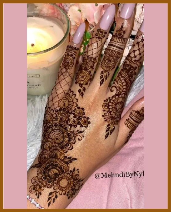 Simple Back Hand Mehndi Lines Creating Net Effect Simple Back Hand Mehndi Lines Creating Net Effect